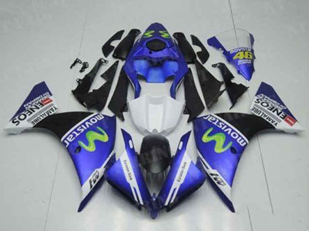 Bleu Blanc Noir Vert MoviStar Yamalube ENEOS Carénage Moto Yamaha YZF R1 2012-2014