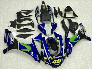 Bleu Argent Noir Vert MoviStar Carénage Moto Yamaha YZF R1 2015-2019 Pas Chère