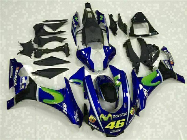 Bleu Argent Noir Vert MoviStar Carénage Moto Yamaha YZF R1 2015-2019