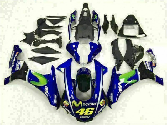 Bleu Argent Noir Vert MoviStar Carénage Moto Yamaha YZF R1 2015-2019