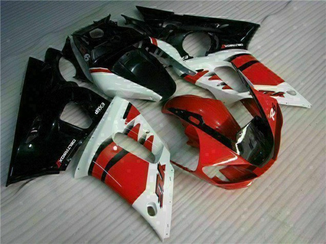Blanc Rouge Noir Brillant Carénages Moto Yamaha YZF R6 1998-2002