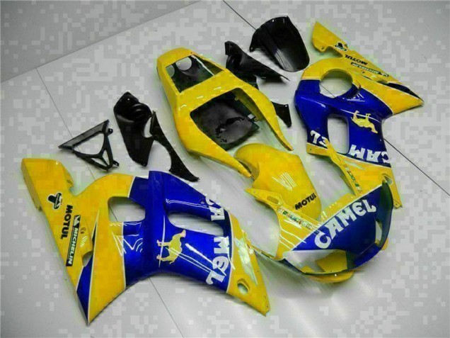 Jaune Bleu Blanc Chameau Motul Carénage Moto Yamaha YZF R6 1998-2002