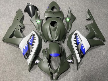 Vert Armée Blanc Bleu Requin Carénage Moto Honda CBR600RR 2007-2008 Pas Chère