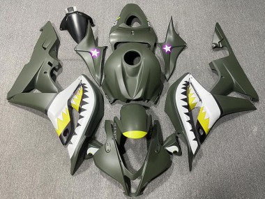 Vert Armée Blanc Jaune Requin Carénage Moto Honda CBR600RR 2007-2008 Pas Chère