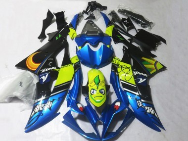 Bleu Jaune Noir Requin Carénage Moto Yamaha YZF R6 2008-2016 Pas Chère
