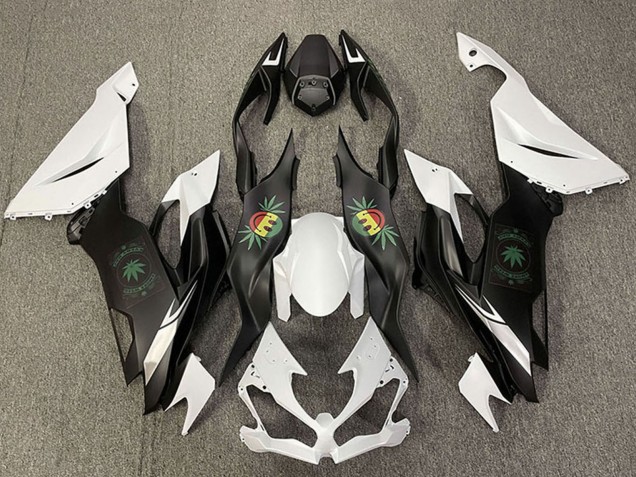 Blanc Noir Happy Face Carénage Moto Kawasaki ZX6R 2019-2022