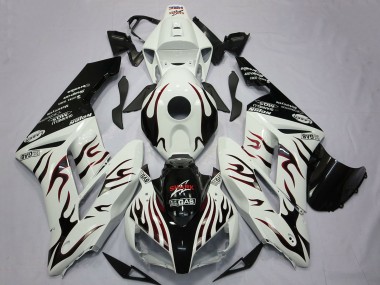 Blanc Noir Brillant Rouge Flamme Carénage Moto Honda CBR1000RR 2004-2005 Pas Chère