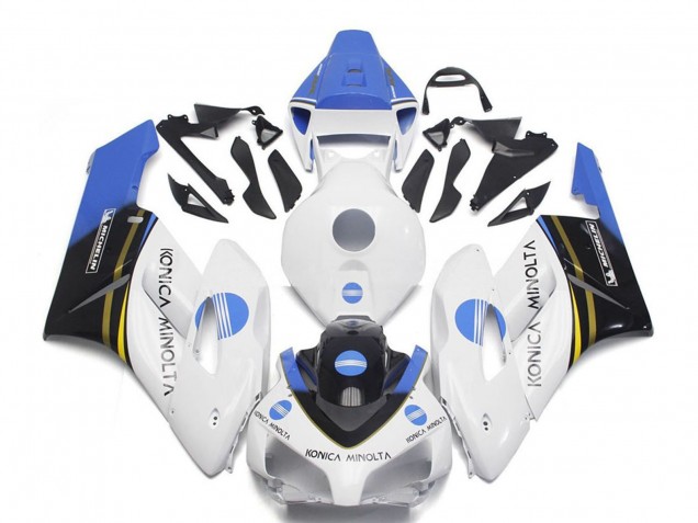 Blanc Bleu Clair Noir Brillant Konica Minolta Carénage Moto Honda CBR1000RR 2004-2005
