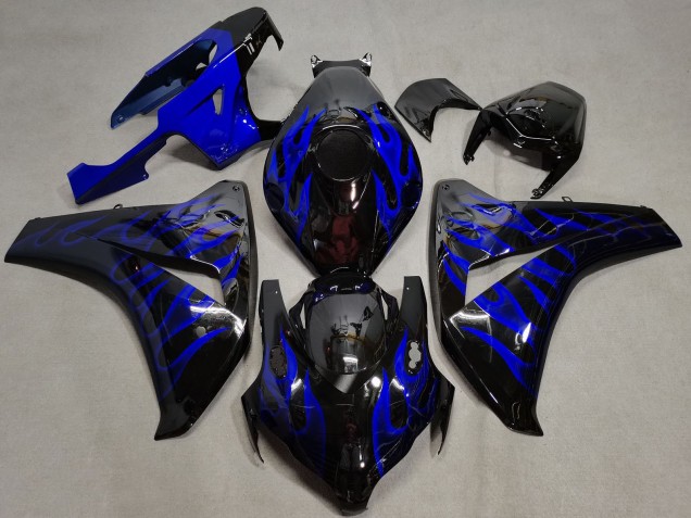 Noir Brillant Bleu Flamme Carénage Moto Honda CBR1000RR 2008-2011