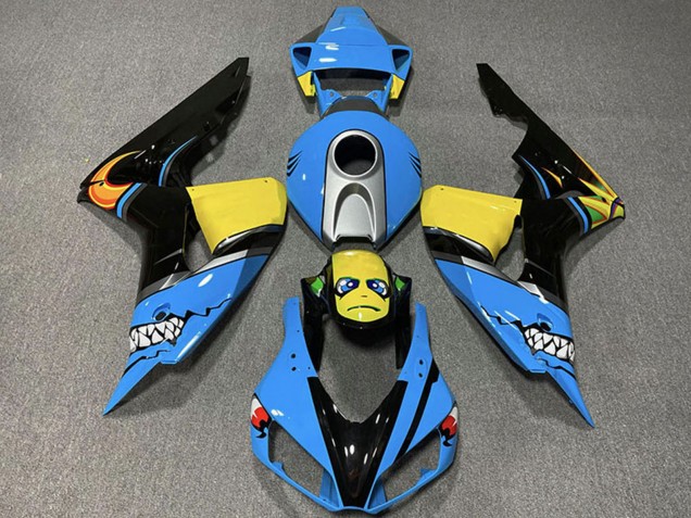 Bleu Clair Jaune Argent Noir Brillant Requin Carénage Moto Honda CBR1000RR 2006-2007