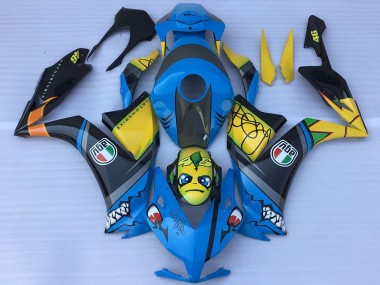 Bleu Jaune Noir Brillant Requin Teeth Carénage Moto Honda CBR1000RR 2012-2016 Pas Chère