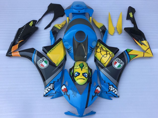 Bleu Jaune Noir Brillant Requin Teeth Carénage Moto Honda CBR1000RR 2012-2016
