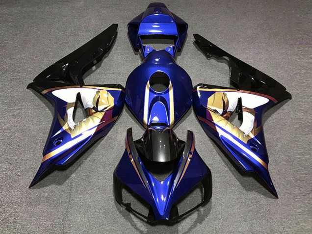 Bleu Blanc Or Noir Brillant Carénage Moto Honda CBR1000RR 2006-2007