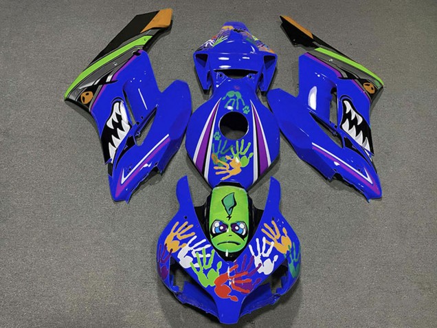 Bleu Vert Orange Noir Requin Carénage Moto Honda CBR1000RR 2004-2005
