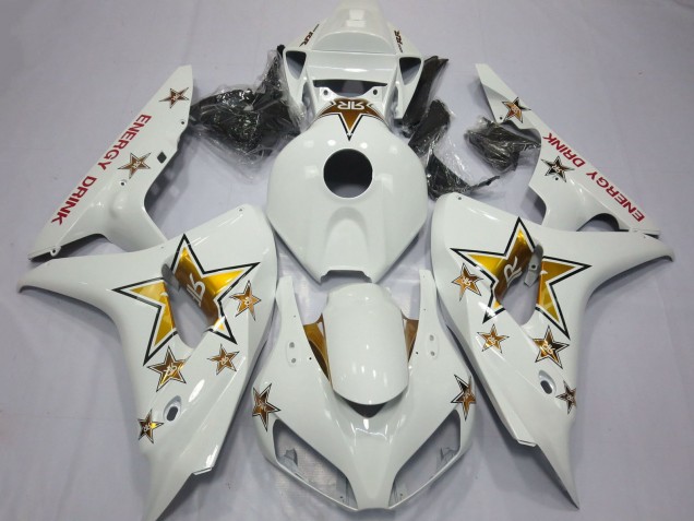 Blanc Or Étoile Energy Drink Carénage Moto Honda CBR1000RR 2006-2007