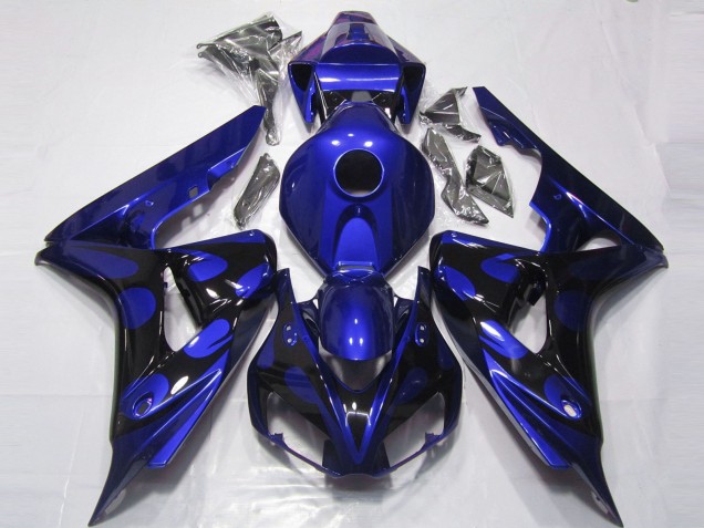 Bleu Noir Brillant Flamme Carénage Moto Honda CBR1000RR 2006-2007