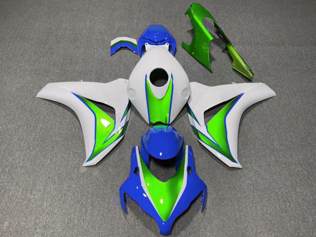 Blanc Vert Bleu Carénage Moto Honda CBR1000RR 2008-2011