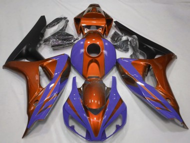 Orange Bleu Noir Mat Carénage Moto Honda CBR1000RR 2006-2007 Pas Chère