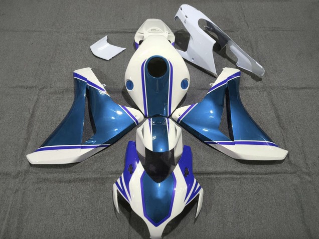 Blanc Glossy Bleu Perle Carénage Moto Honda CBR1000RR 2008-2011