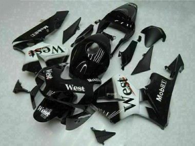 Noir Brillant Blanc West Mobil Carénage Moto Honda CBR600RR 2003-2004 Pas Chère