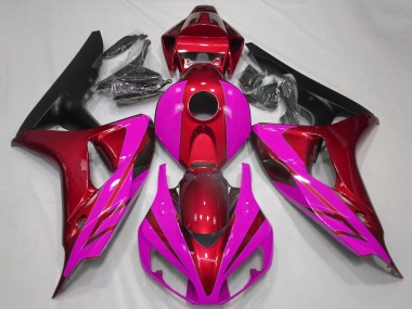 Rouge Rose Noir Mat Carénage Moto Honda CBR1000RR 2006-2007 Pas Chère