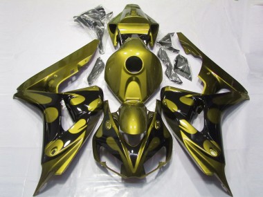 Jaune Brillant Noir Brillant Flamme Carénage Moto Honda CBR1000RR 2006-2007 Pas Chère