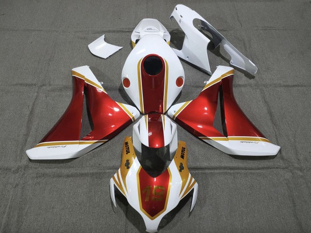 Blanc Rouge Or Carénage Moto Honda CBR1000RR 2008-2011