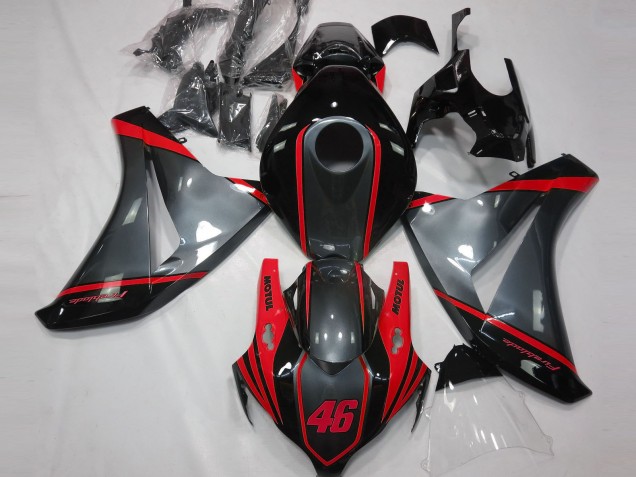 Gris Rouge Noir Mat Motul 46 Carénage Moto Honda CBR1000RR 2008-2011