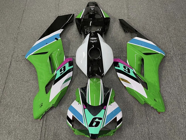 Blanc Vert Bleu Noir Brillant 6 Carénage Moto Honda CBR1000RR 2004-2005