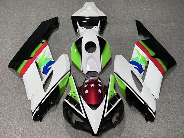 Blanc Vert Rouge Noir Brillant Étoile Carénage Moto Honda CBR1000RR 2004-2005