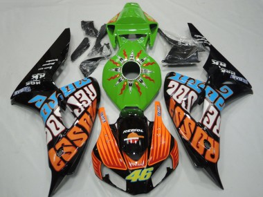 Vert Orange Bleu Noir Brillant Rossi 46 Carénage Moto Honda CBR1000RR 2006-2007 Pas Chère