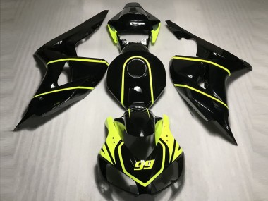 Noir Brillant Haute Visibilité Jaune 99 Carénage Moto Honda CBR1000RR 2006-2007 Pas Chère