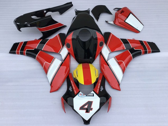 Rouge Blanc Jaune Noir Brillant Courses Style Carénage Moto Honda CBR1000RR 2008-2011