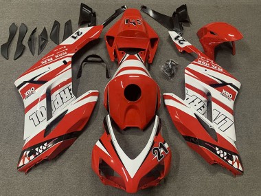 Blanc Rouge Liverpool 21 Carénage Moto Honda CBR1000RR 2004-2005 Pas Chère