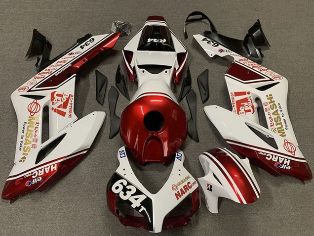 Blanc Rouge Musashi 634 Carénage Moto Honda CBR1000RR 2004-2005