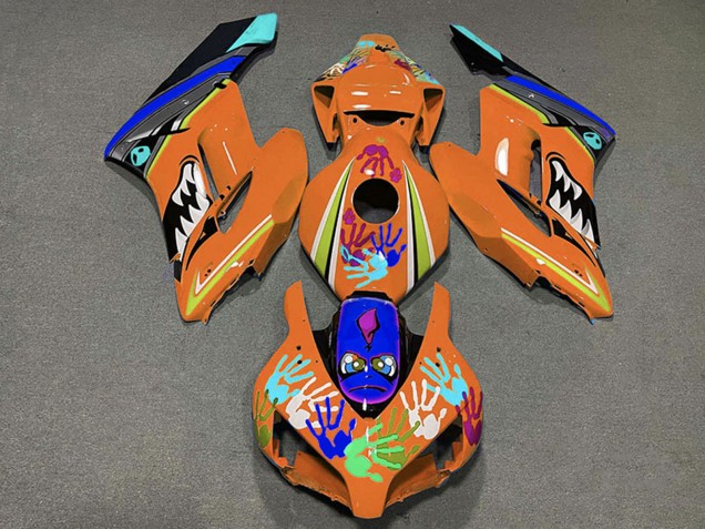 Orange Bleu Noir Requin Carénage Moto Honda CBR1000RR 2004-2005