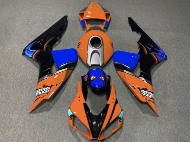 Orange Argent Bleu Noir Brillant Requin Carénage Moto Honda CBR1000RR 2006-2007 Pas Chère