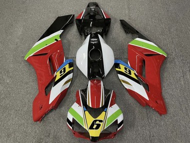 Blanc Rouge Vert Jaune Noir Brillant 6 Carénage Moto Honda CBR1000RR 2004-2005 Pas Chère