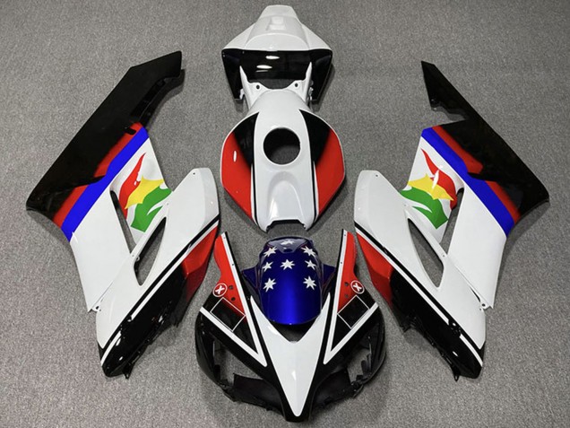 Blanc Rouge Bleu Noir Brillant Étoile Carénage Moto Honda CBR1000RR 2004-2005
