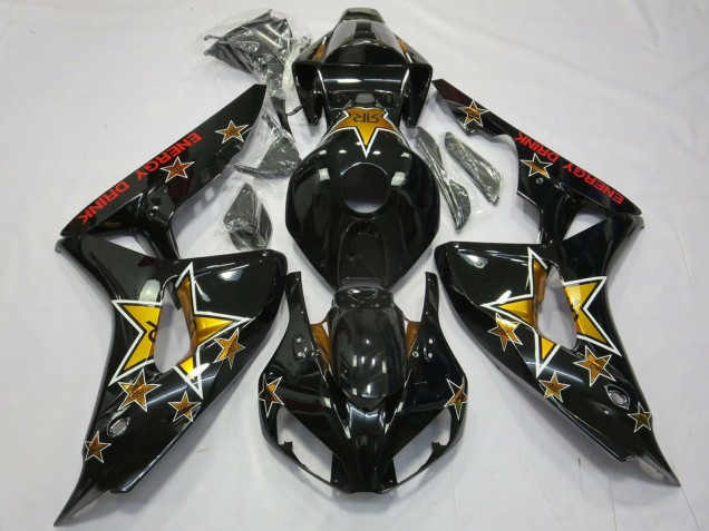 Noir Brillant Étoile Energy Drink Carénage Moto Honda CBR1000RR 2006-2007