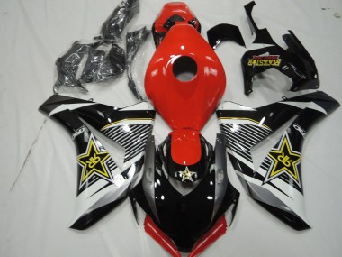 Blanc Rouge Noir Brillant RockÉtoile Style Carénage Moto Honda CBR1000RR 2008-2011 Pas Chère
