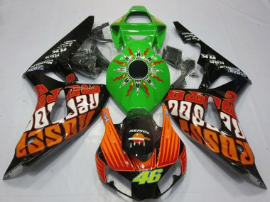 Vert Orange Noir Brillant Rossi 46 Carénage Moto Honda CBR1000RR 2006-2007 Pas Chère