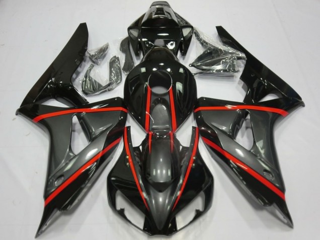 Noir Brillant Gris Rouge Carénage Moto Honda CBR1000RR 2006-2007