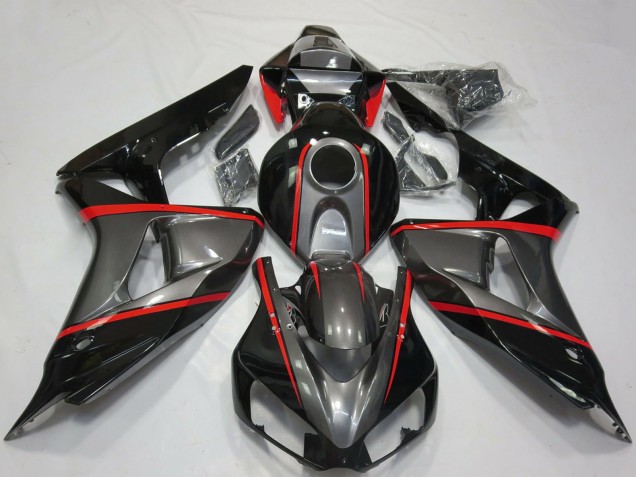 Gris Noir Brillant Rouge Bande Carénage Moto Honda CBR1000RR 2006-2007