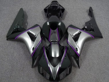 Argent Violet Noir Brillant Rayures Carénage Moto Honda CBR1000RR 2006-2007 Pas Chère