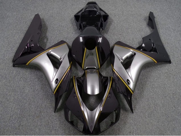 Argent Jaune Noir Brillant Rayures Carénage Moto Honda CBR1000RR 2006-2007