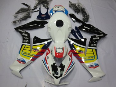 Blanc Jaune Noir Brillant Carénage Moto Honda CBR1000RR 2012-2016 Pas Chère