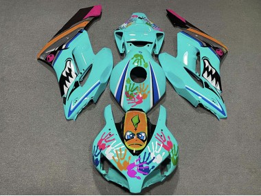 Bleu Sarcelle Orange Rose Noir Requin Carénage Moto Honda CBR1000RR 2004-2005 Pas Chère