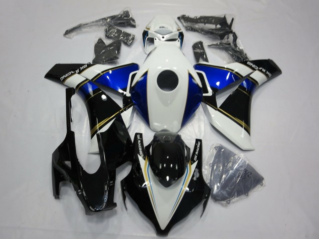 Blanc Bleu Or Noir Brillant Carénage Moto Honda CBR1000RR 2008-2011
