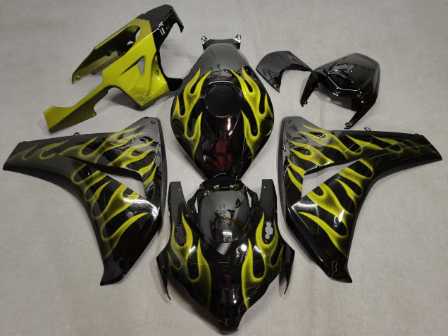 Noir Brillant Or Flamme Carénage Moto Honda CBR1000RR 2008-2011